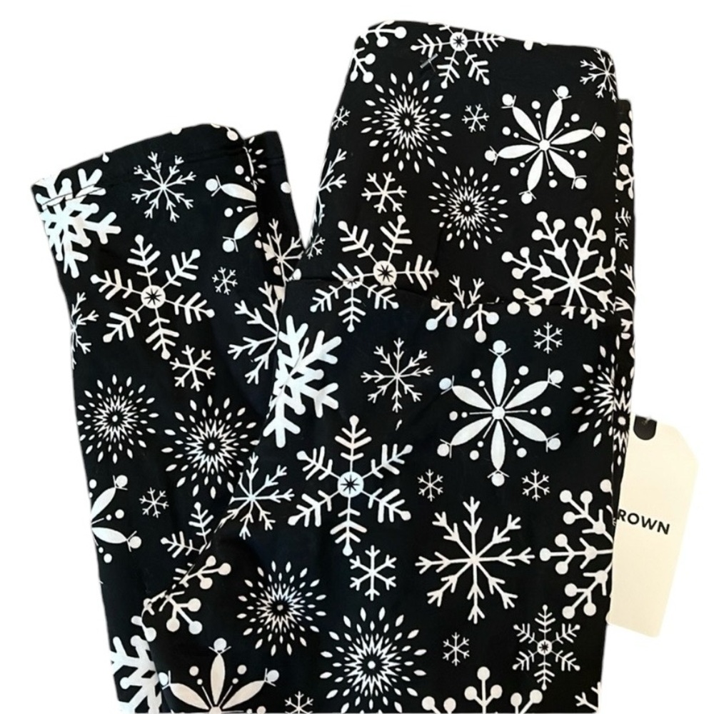 LA Grown Leggings Snowflake Print Black Size Small NEW